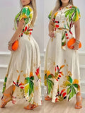 New European And American Style Fashion Positioning Print Skirt Suit - Green