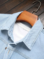 American Retro Distressed Denim Long Sleeve Shirt Men'S Summer Spring Thin Washed Cargo Jacket Men'S Loose Long Sleeve Shirt - Bright Steel Blue