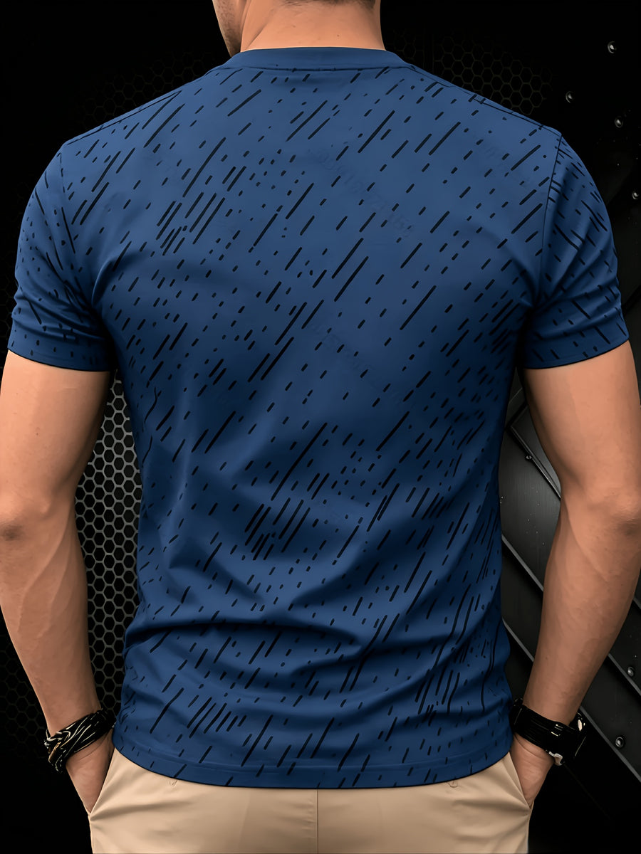 Black Twill Line Digital Printing T-Shirt, Minimalist Men'S Casual Short-Sleeved Shirt, Versatile Commuter Men'S Short-Sleeved T-Shirt, Cool And Breathable, Skin-Friendly And Comfortable, a Perfect Gift - Mixed Color E