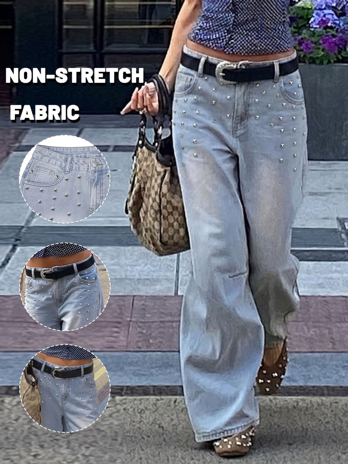 Y2K Women'S Solid-Color Straight-Leg Washed Denim Jeans - Versatile Wide-Leg Trousers Suitable for Streetwear And Commuting; All-Season - Light Blue