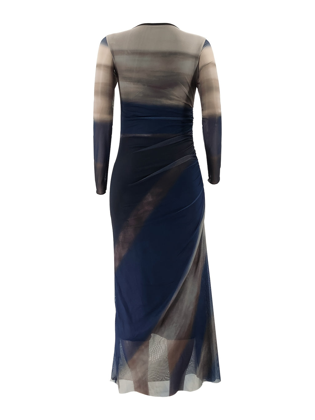 Women'S Valentine'S Day Date Holiday Round Neck Color Block Mesh with Lining Bodycon Long Christmas Party Dress - Mixed colors