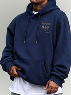 Men'S Hooded Sweatshirt PUNJAB Wheat Print Western Regional Style Mature Men'S Top - Navy Color