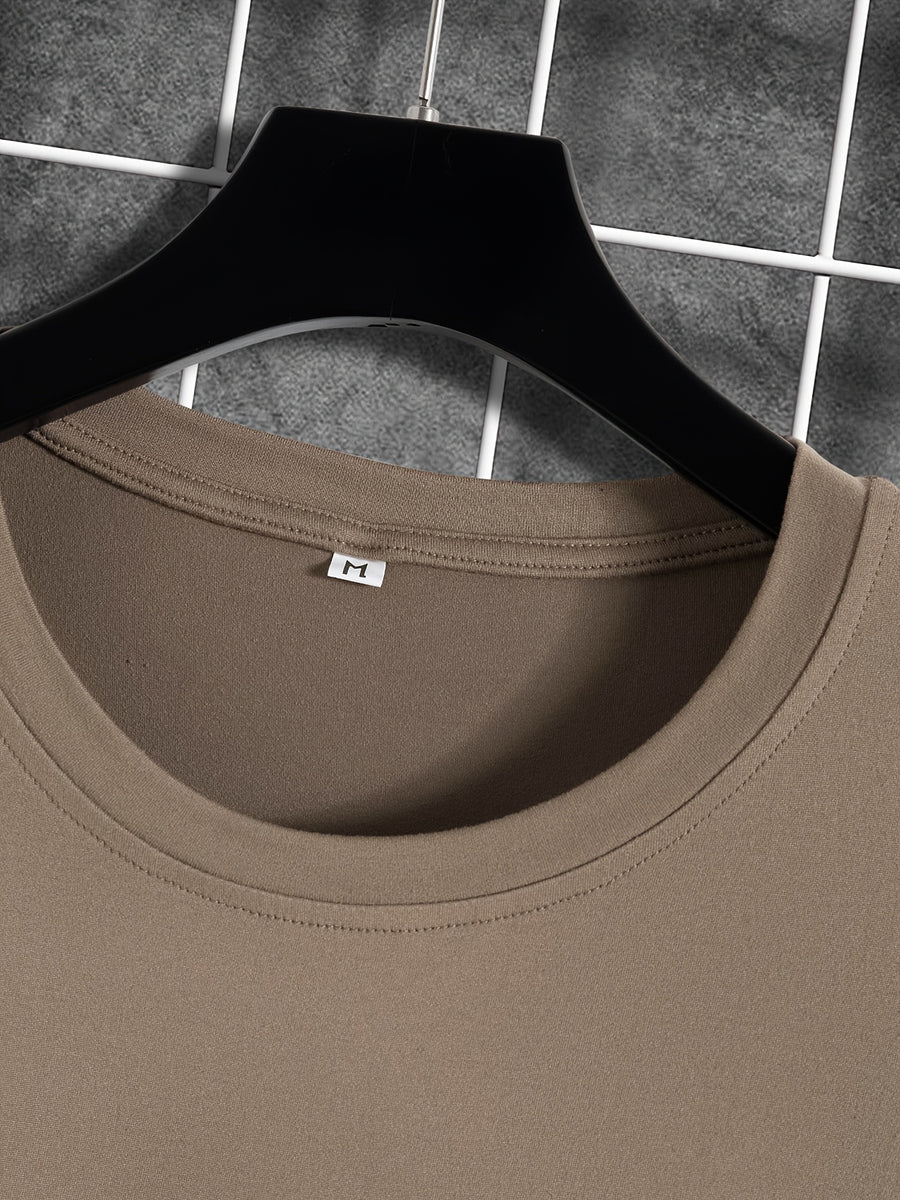Men'S Casual Short-Sleeve T-Shirt with a Round Neck And Letter Print, Perfect for Summer Leisure And Sports - Coffee Color