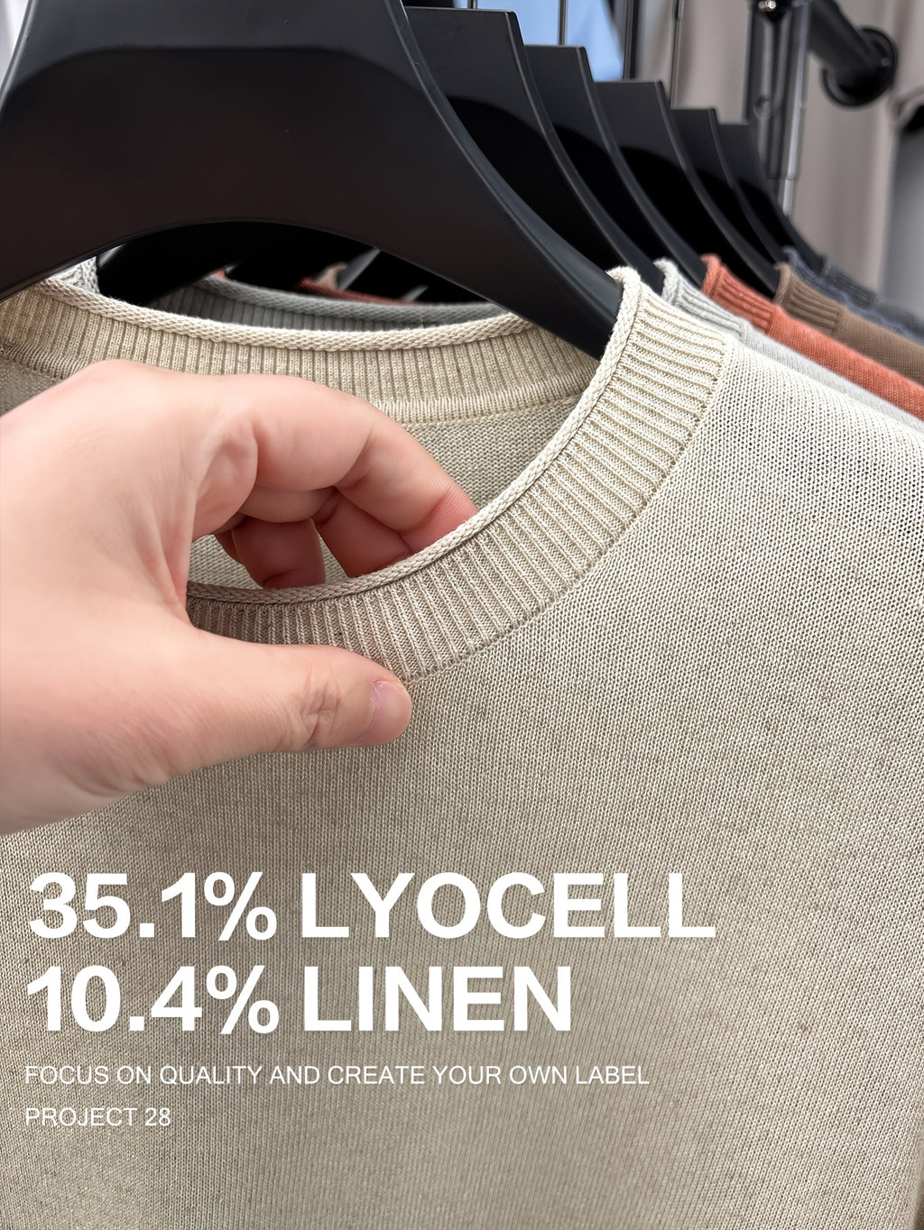 35.1% Lyocell And 10.4% Linen High-Quality Light Luxury Men'S Short Sleeve Round Neck Pullover Knit T-Shirt Fashion Casual Suitable for Outdoor Sports Golf Base Layer Floral Yarn Knit Fabric Collar Rolled Edge Craft Easy Commute Light Business Style - Raw Linen