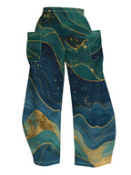 [Printed Design-Not Textured] Women'S Fashion Trousers, Abstract Fluid Art Design with Golden Accents, Layered Wave Pattern, Elegant Modern Style, Suitable for Daily Wear, Evening Parties, And Work, Adding Luxury And Depth to Outfits - Mixed colors