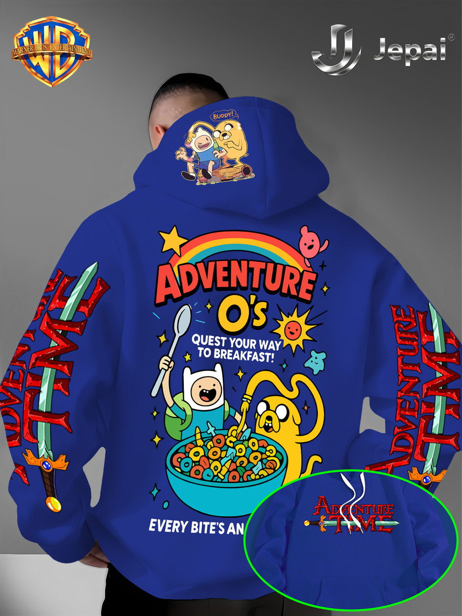 Official Warner Bros., Trendy Cool American Street Style Classic Character Theme Print Hoodie, American Street Style Unisex Long Sleeve Top, Suitable for Daily And Outdoor Activities, Ideal Warm Outerwear Choice for Autumn And Winter! - Blue