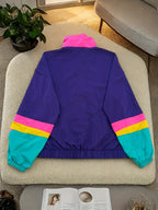Women'S Casual Color-Block Jacket - Violet Blue