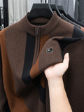 Minimalist Urban Half-Zip Sweater for Daily Commute - Coffee