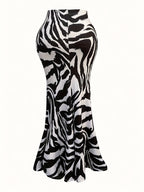 Women'S Fashion Zebra Print Mermaid Maxi Dress - Zebra Print