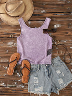 Ladies' Fashion Trend Fried Snowflake Washed - Angel Creative Pattern Printed Sleeveless Vest - Purple