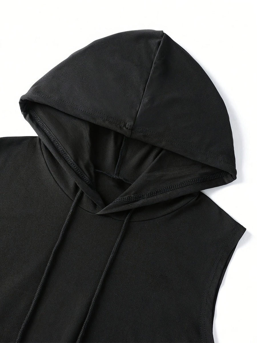 3pcs Men's Hooded Tank Tops - Korean Style Sleeveless Vests, Loose Fit Slimming Athletic Shirts Suitable for Summer Gym, Layering Base Layers, Machine Washable Solid Color Tops, Multi-Color Options for Casual & Outdoor Wear - Black+white+red