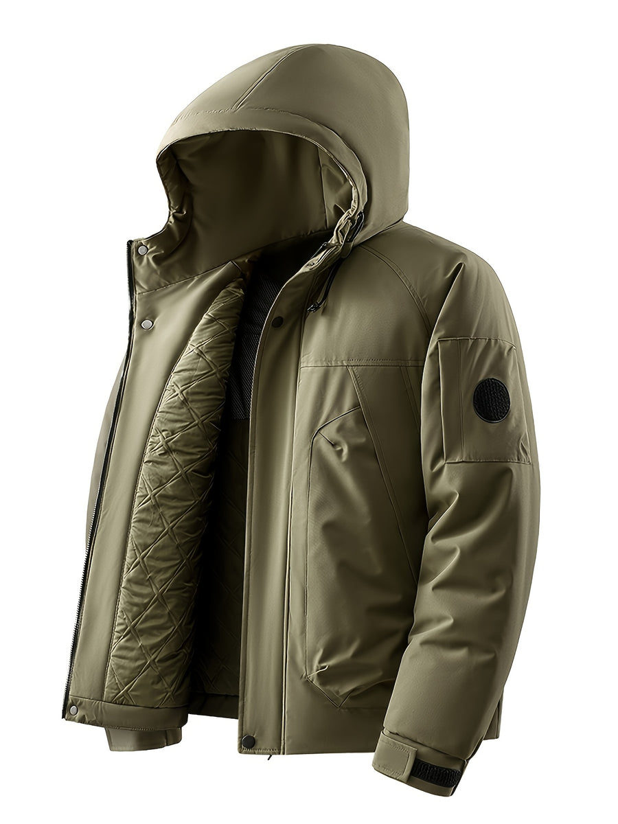 2026 New Padded Coat, Men's Padded Coat, Versatile for Outdoor, Casual, and Daily Wear, Warm Hooded Jacket, Fluffy and Insulated, for Outdoor Outings, Casual Warm Padded Coat, Stylish Outdoor Thickened Padded Coat, Loose Workwear-Style Versatile - Camel