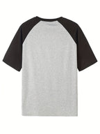 Women'S Contrast Shoulder Letter Print Short Sleeve T-Shirt Summer Design Comfortable Breathable Casual Versatile Women'S Top - Grey
