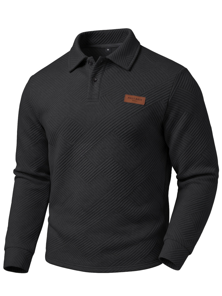Pring/Autumn New Men's POIO Shirt Fashionable And Atmospheric Casual Knit Jacquard T-Shirt Men's Clothing - Black