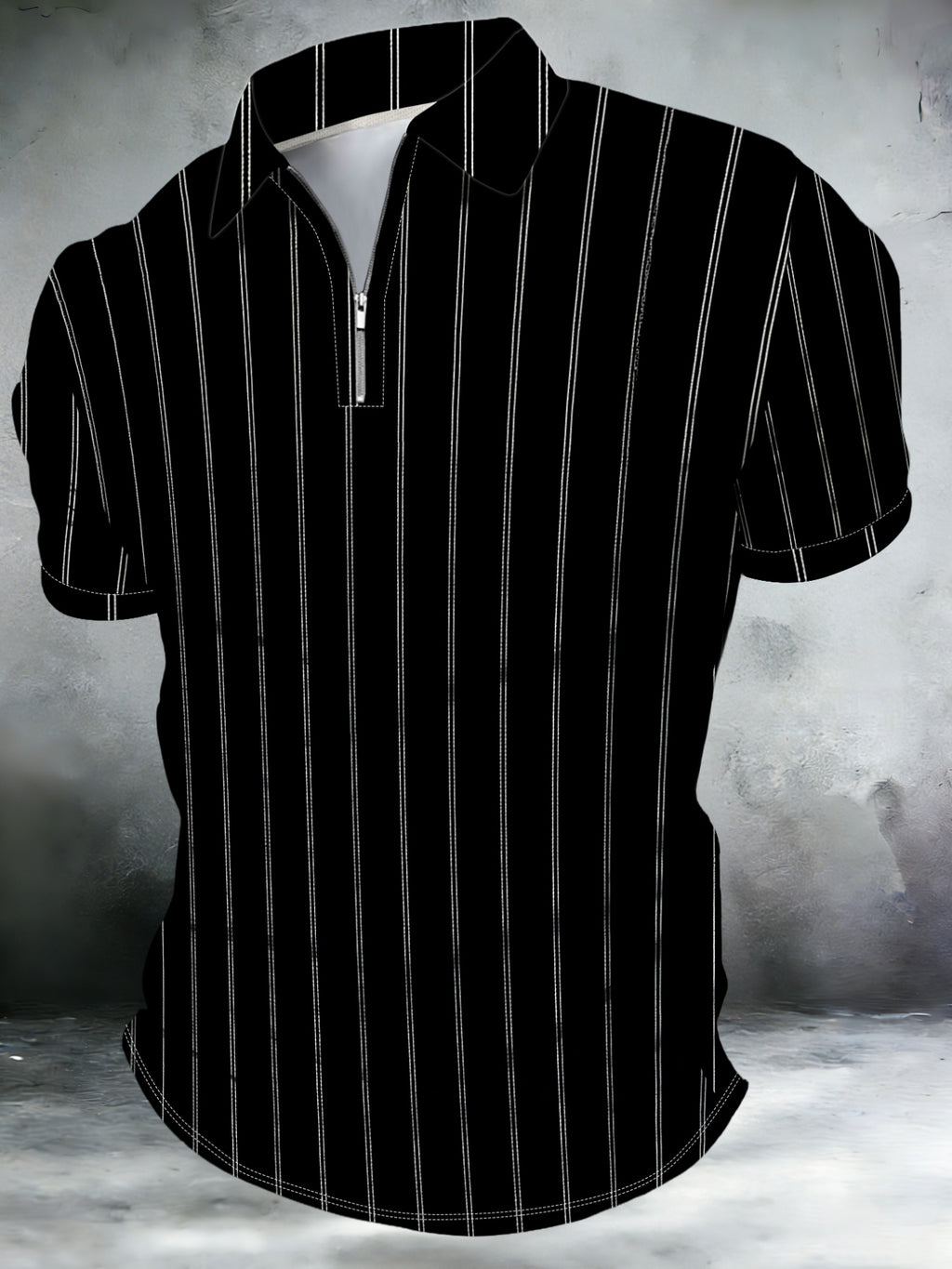 Men'S Fashion Zip Collar Polo Shirt Summer Short Sleeve Business Casual Striped Top Trendy Slim Fit Versatile T-Shirt - Mixed colors