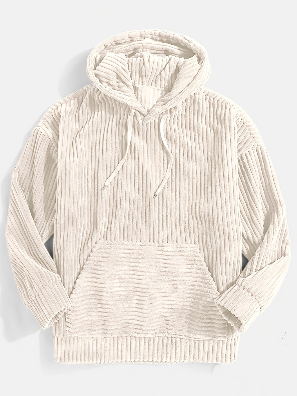 Men'S Hooded Sweatshirt - Loose Fit Pullover Hoodie, Long Sleeve Casual Sweater for Everyday & Formal Wear, Classic Hooded Sweatshirt for Men, Comfortable Clothing, Textured Fabric, Relaxed Fit Clothing - Off-white