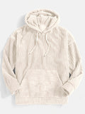 Men'S Hooded Sweatshirt - Loose Fit Pullover Hoodie, Long Sleeve Casual Sweater for Everyday & Formal Wear, Classic Hooded Sweatshirt for Men, Comfortable Clothing, Textured Fabric, Relaxed Fit Clothing - Off-white