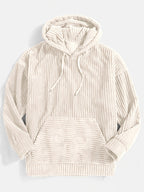 Men'S Hooded Sweatshirt - Loose Fit Pullover Hoodie, Long Sleeve Casual Sweater for Everyday & Formal Wear, Classic Hooded Sweatshirt for Men, Comfortable Clothing, Textured Fabric, Relaxed Fit Clothing - Off-white