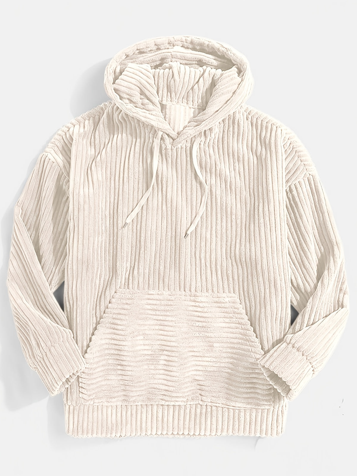 Men'S Hooded Sweatshirt - Loose Fit Pullover Hoodie, Long Sleeve Casual Sweater for Everyday & Formal Wear, Classic Hooded Sweatshirt for Men, Comfortable Clothing, Textured Fabric, Relaxed Fit Clothing - Off-white
