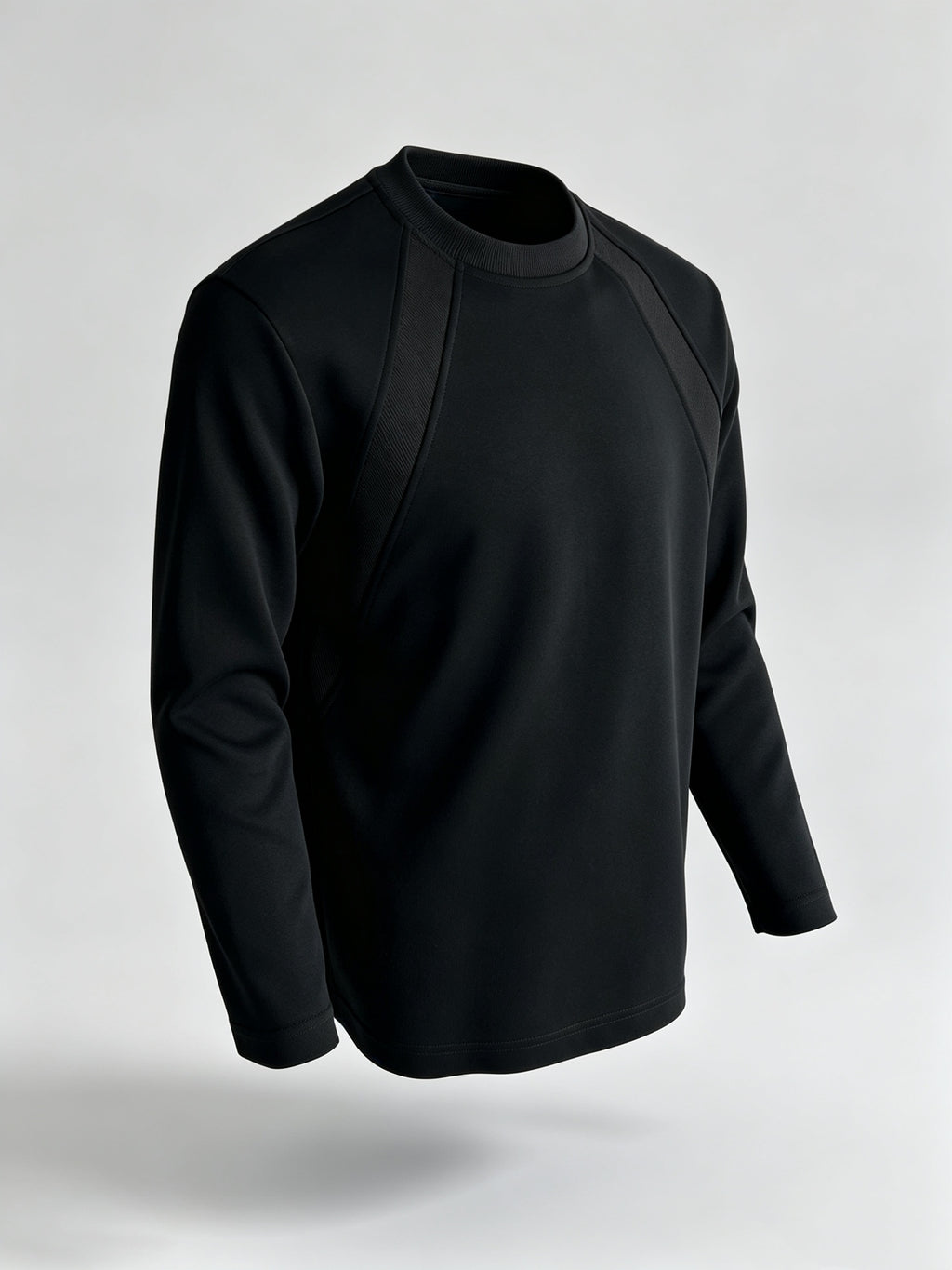 Men Raglan Crew Neck Long Sleeve Sweatshirt, Solid Color Loose Basic Pullover Top, Casual Daily Shirts for Spring Autumn - Black