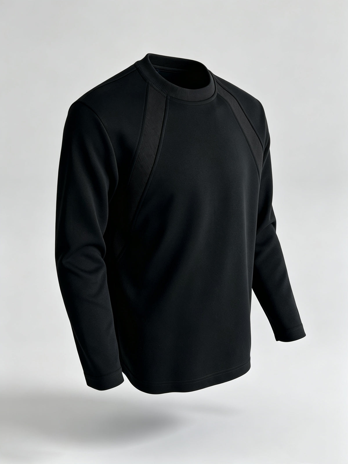 Men Raglan Crew Neck Long Sleeve Sweatshirt, Solid Color Loose Basic Pullover Top, Casual Daily Shirts for Spring Autumn - Black