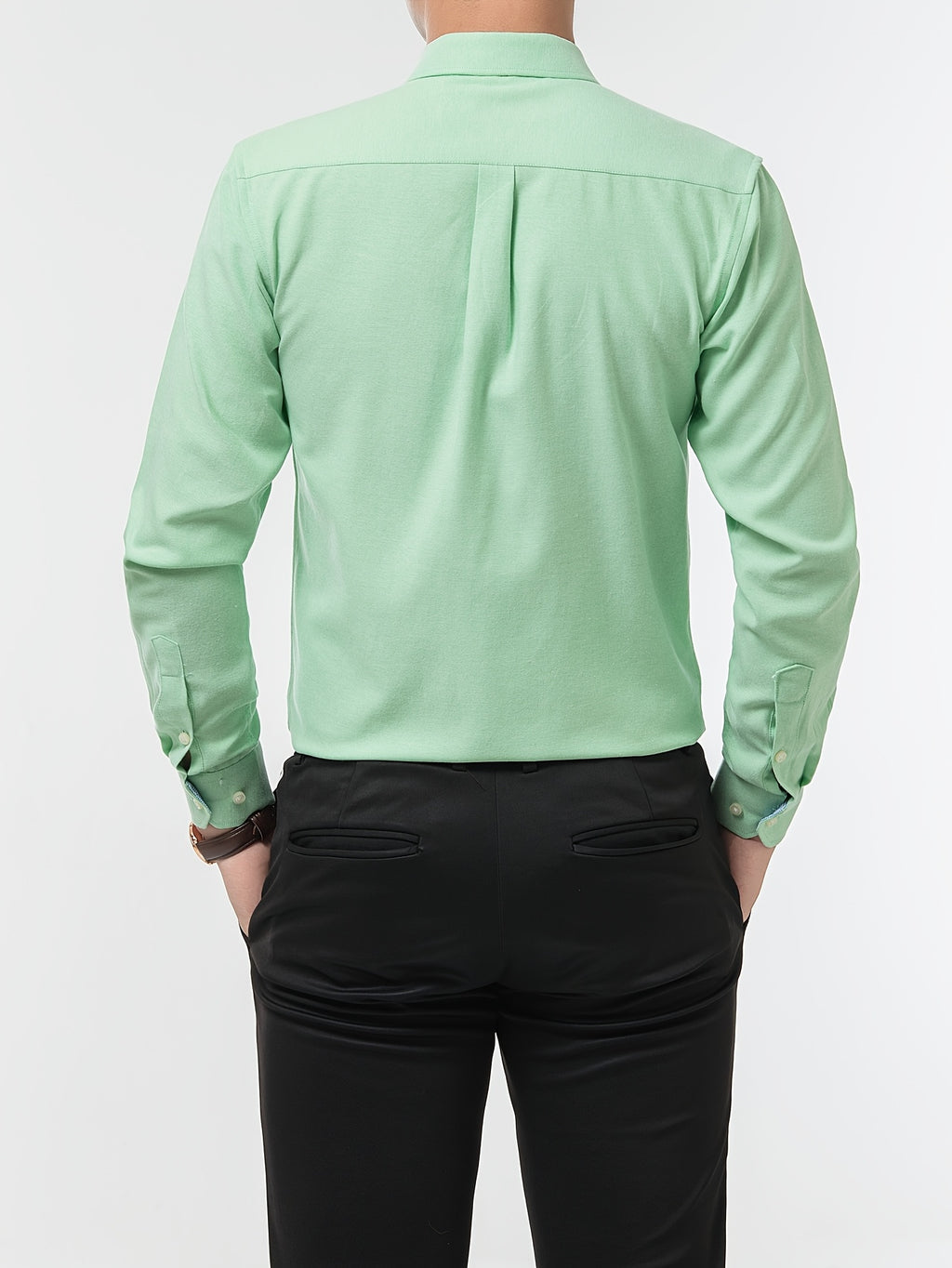 Men'S Long Sleeve 60 Oxford Dress Shirt, Casual - Light Green