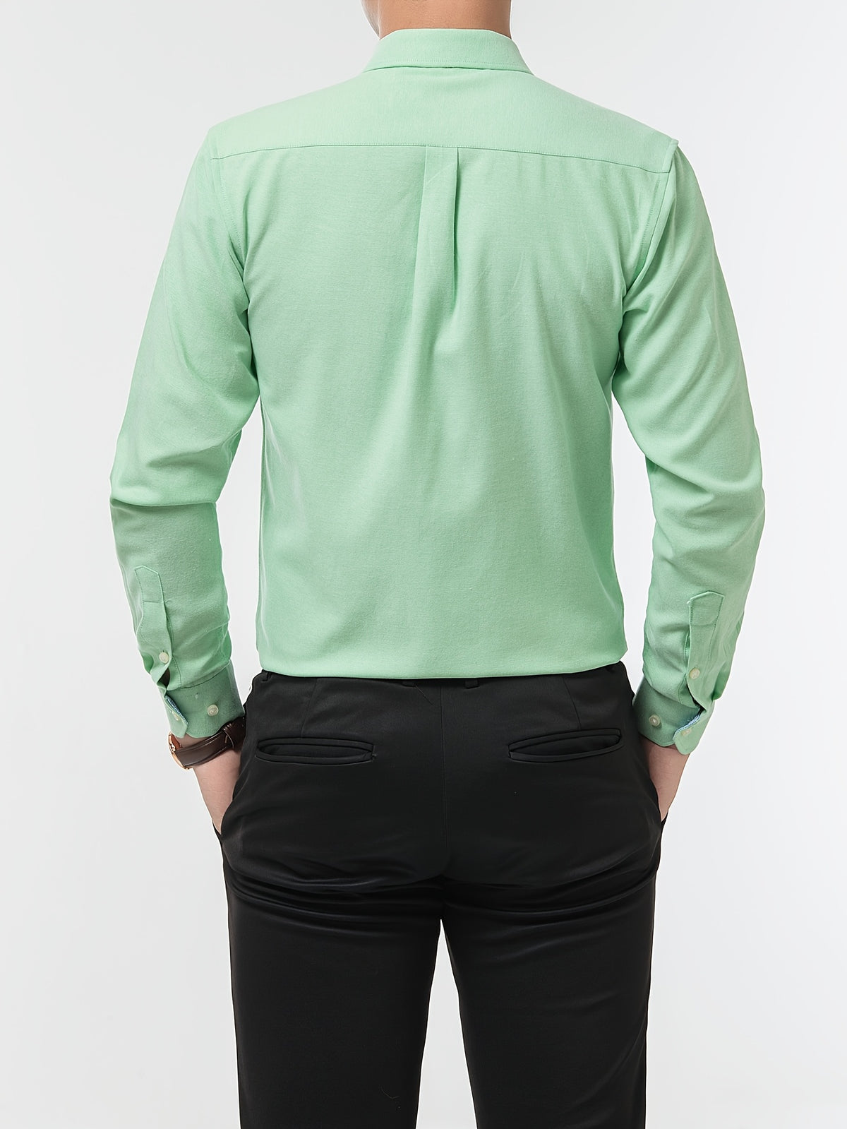 Men'S Long Sleeve 60 Oxford Dress Shirt, Casual - Light Green