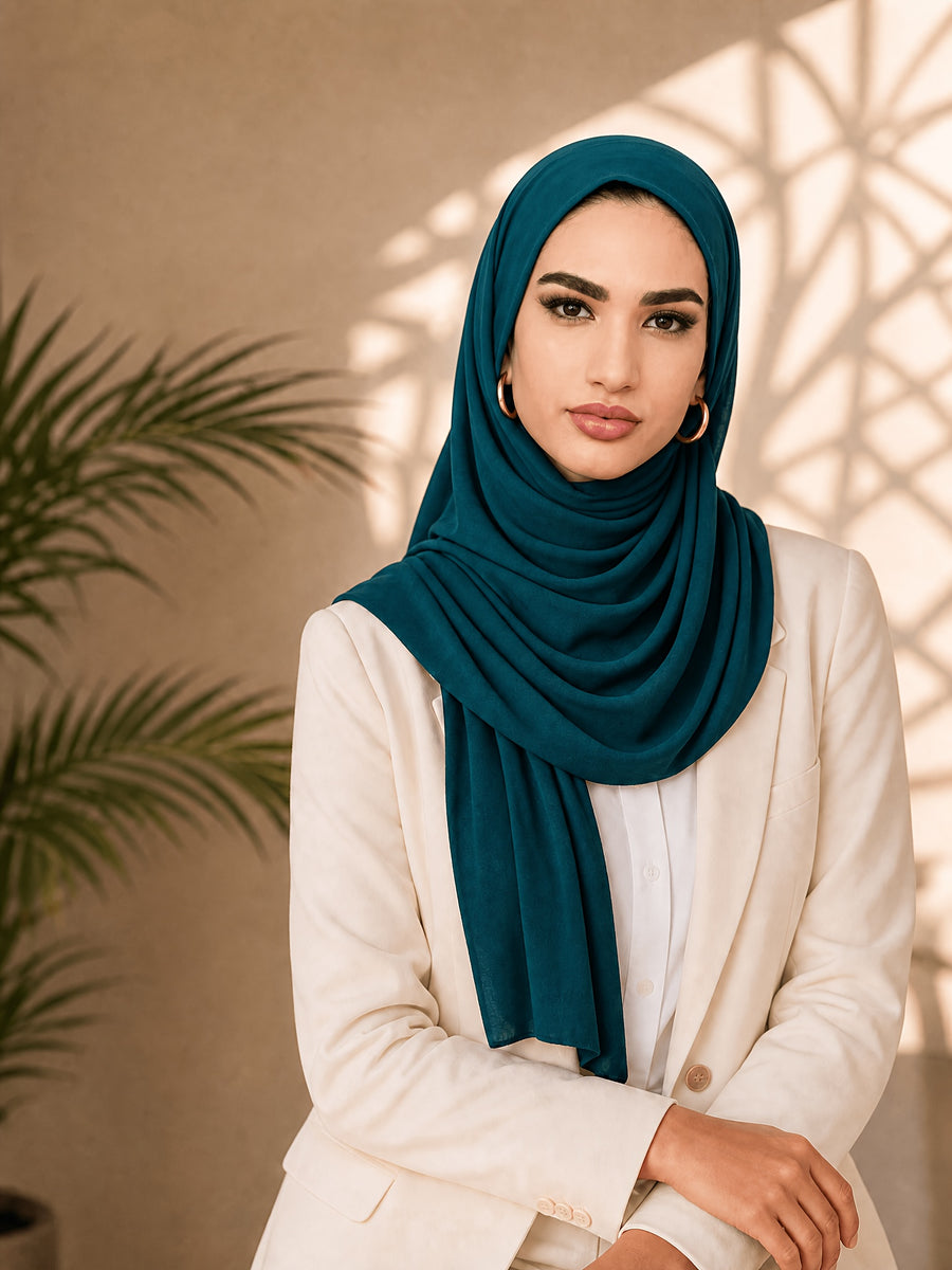 Women'S Jersey Headscarf - Soft, Breathable, And Secure Fit; a Modest Wrap Suitable for Daily Wear, Commuting, Wind, And Shielding - Light Cyan