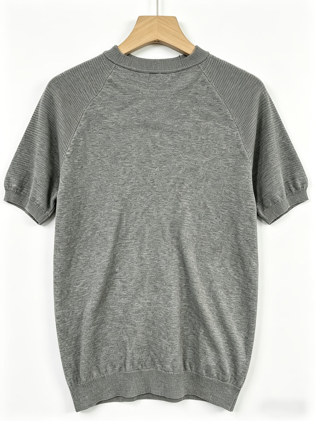 2026 Light Luxury Texture Men'S Off-Shoulder Knit Short Sleeve, Comfortable And Breathable Summer T-Shirt - Grey