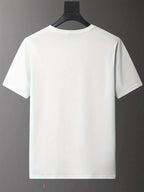 Men's Casual and Fashionable Letter Printed T-shirt, Round Neck Comfortable Polyester Fabric, Suitable for Daily Wear as Fashionable Streetwear, Men's Clothing - White