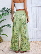New Stylish and Versatile Wide-Leg Pants, Casual and Elegant Vacation Beach Trousers for Women, Loose-Fit Long Pants - Green
