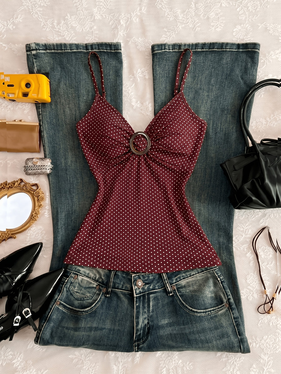Women'S Polka Dot Decorative Casual Vest, Suitable for Daily Wear And Vacation - Mixed colors