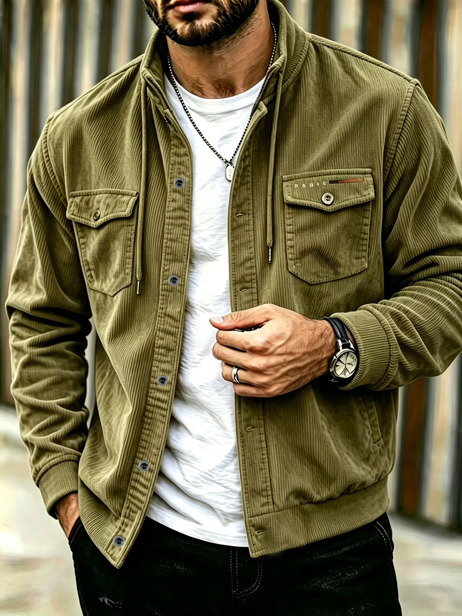 Autumn/Winter New Corduroy Jacket, Casual Top for Men, Suitable for Various Occasions - Including Men, Adults, Students, Couples, Outdoor, Street Style. Men'S Casual Corduroy Jacket, Suitable for Commuting And Outdoor Activities - fern green