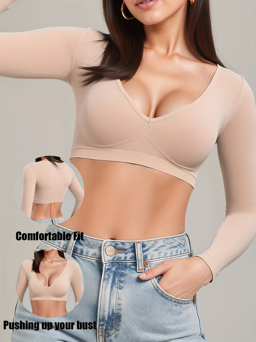 Women'S Short Top, Easy, Elegant, Fits Body Curves, Tight Top - Beige Color