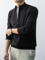 2025 New Christmas Gift Men's Zipper Knit Cardigan Jacket, Suitable for Outdoor Casual Gatherings, Wearable in Spring, Autumn, and Winter - Dark Black