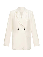 Women'S Solid Color Casual Fashion Trendy Back Buckle Lapel Commuter Suit Top Jacket - Apricot