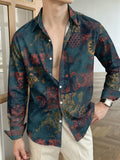 Men's Daily Casual Long Sleeve, New Fashion Long Sleeve Shirt, Printed Casual Shirt, with a Subtle Texture, Suitable for Leisure, Casual Lapel Cardigan, for Office and Weekends, with a Subtle Texture, Button-Up Casual Short Sleeve, Easy to Care - Mixed colors