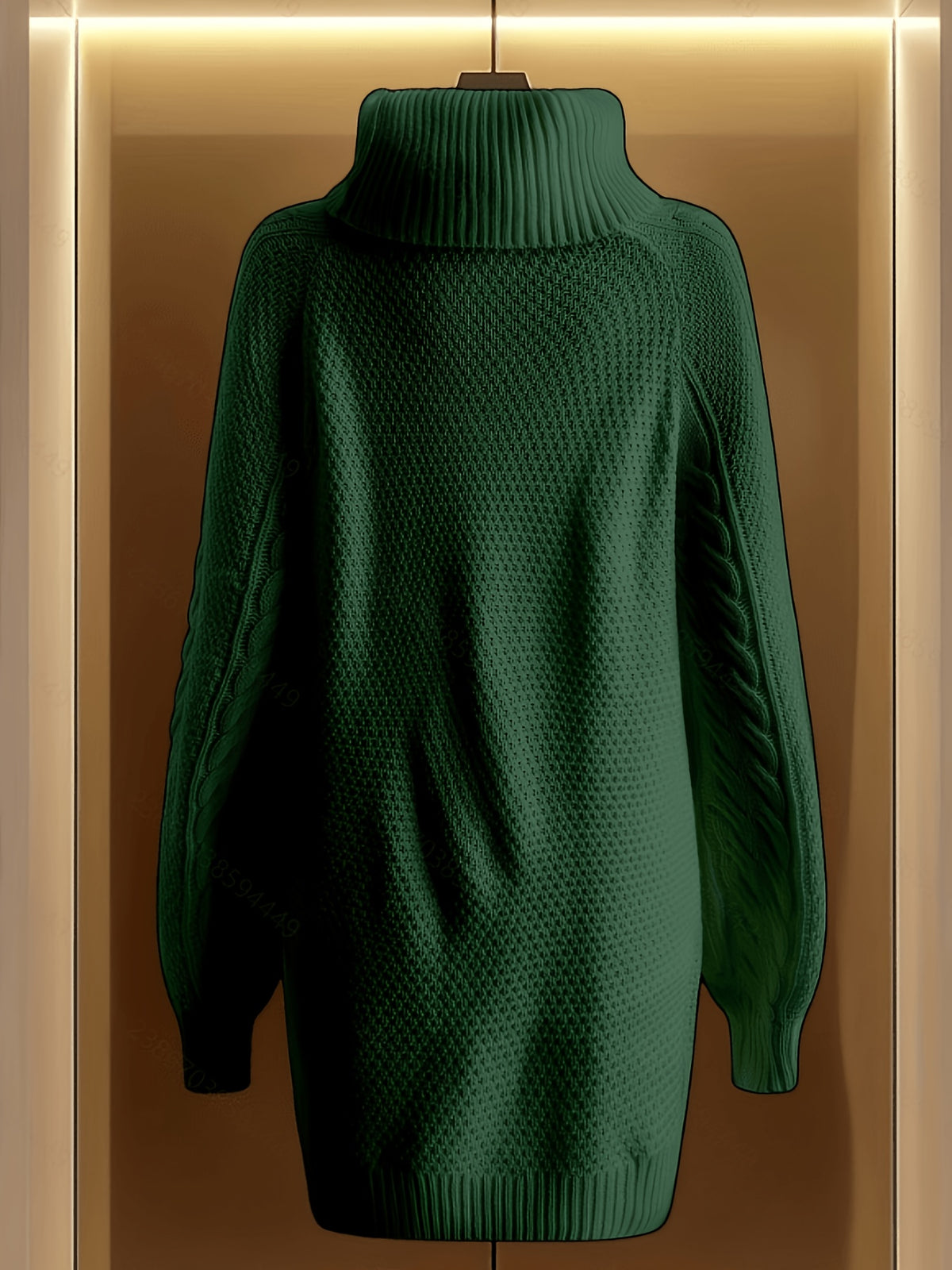 Vica-Style High-Neck Sweater, Loose And Solid Color Design for Autumn And Winter, Suitable for Home, Leisure, And Commuting - Dark Green