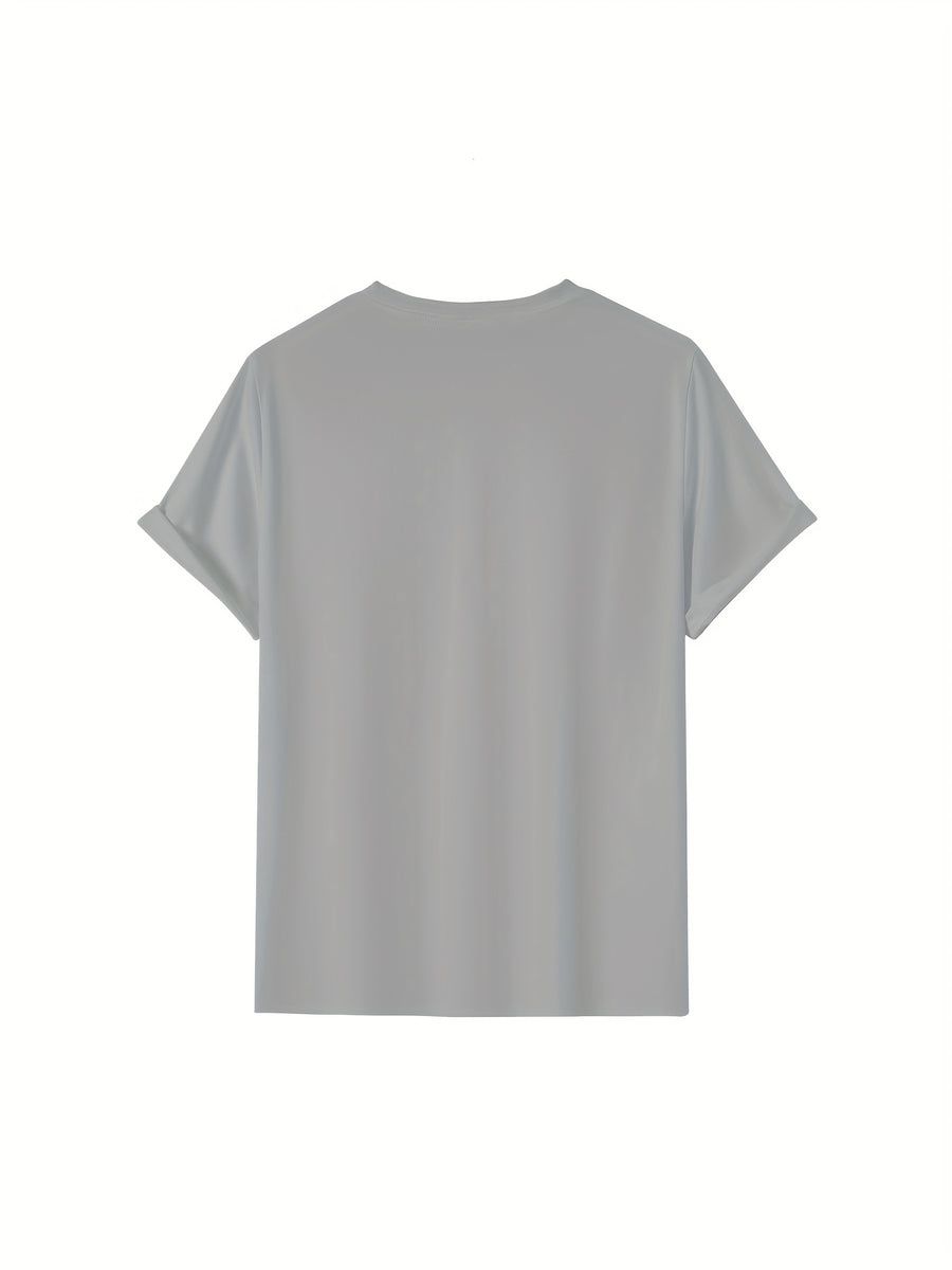 Men's T-Shirt with Letter A Print - Casual Wear - Light Grey