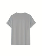 Men's T-Shirt with Letter A Print - Casual Wear - Light Grey