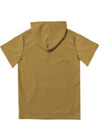 3pcs Men's Waffle Knit Short Sleeve Hoodie with Kangaroo Pocket, Soft and Breathable Fabric, Multiple Color Options, Versatile for Daily Wear, Simple and Stylish Casual Sportswear, Suitable as Matching Family Outfits, Great Choice for Gifts - Khaki + red + khaki