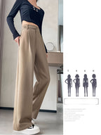 2026 New Summer High-End Women's Suit Pants, High-Waist, Draped Straight-Leg, Slim Fit, Wide-Leg Trousers, Belt-Free, Essential Versatile Workwear for Spring, Summer, and Autumn - Wheat-colored