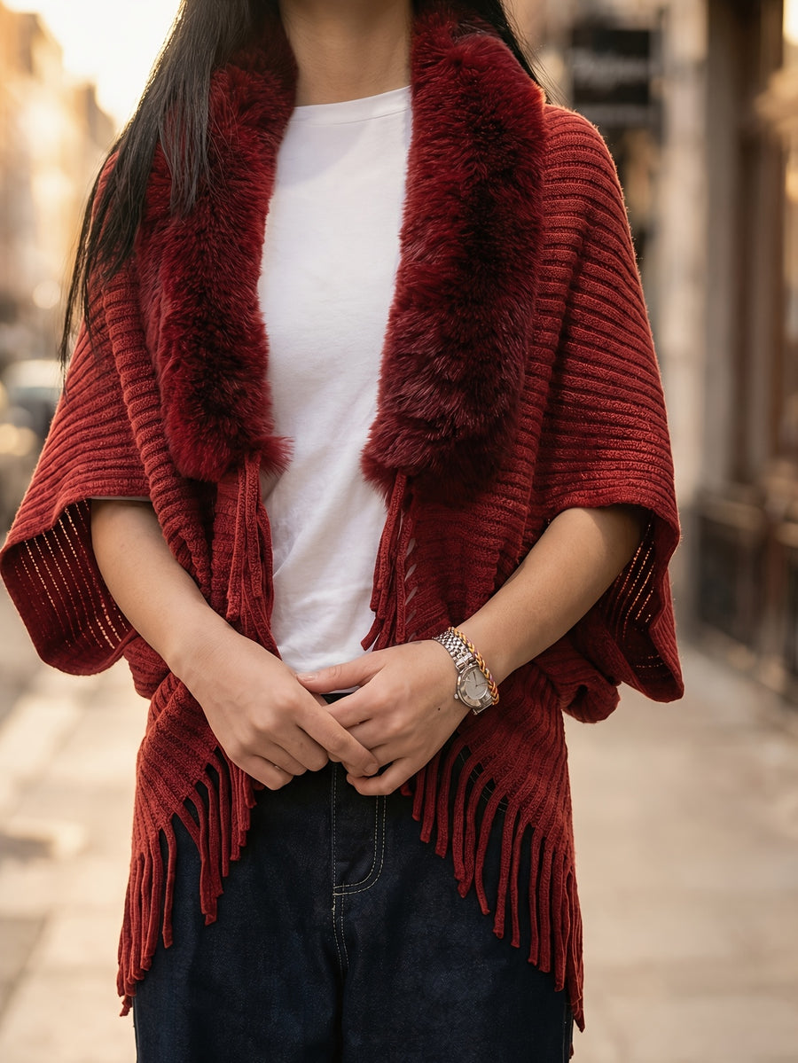 Color-Block Scarf, Soft And Comfortable Scarf, Elegant And Fashionable for Daily And Parties - Burgundy