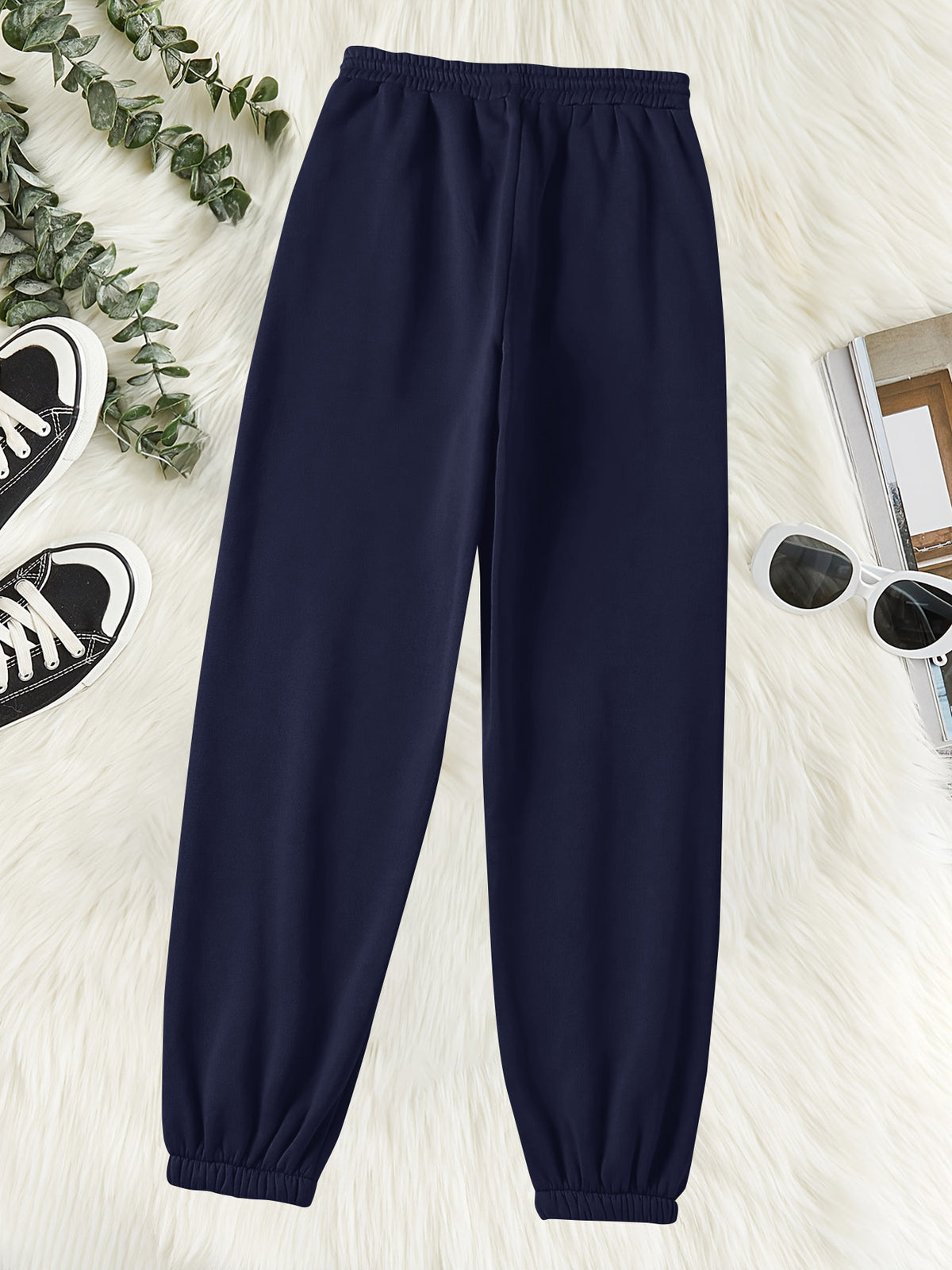 MOUNTAIN, Women'S Casual Sweatpants, Autumn Winter Trendy Fashion Printed Loose Breathable Versatile Fleece-Lined Thickened Warm Sweatpants - Navy Color