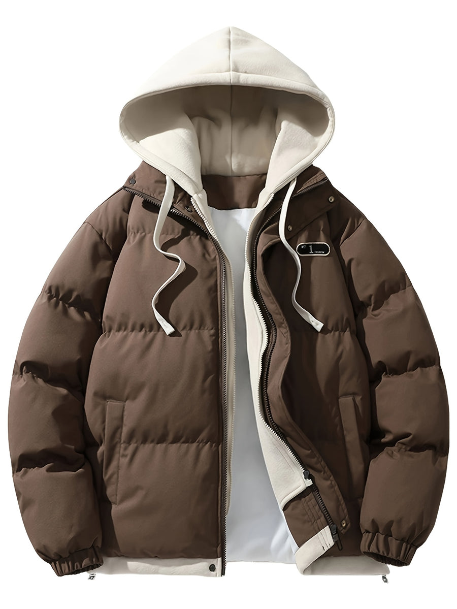 Winter Thickened Hooded Coat - Brown Coffee