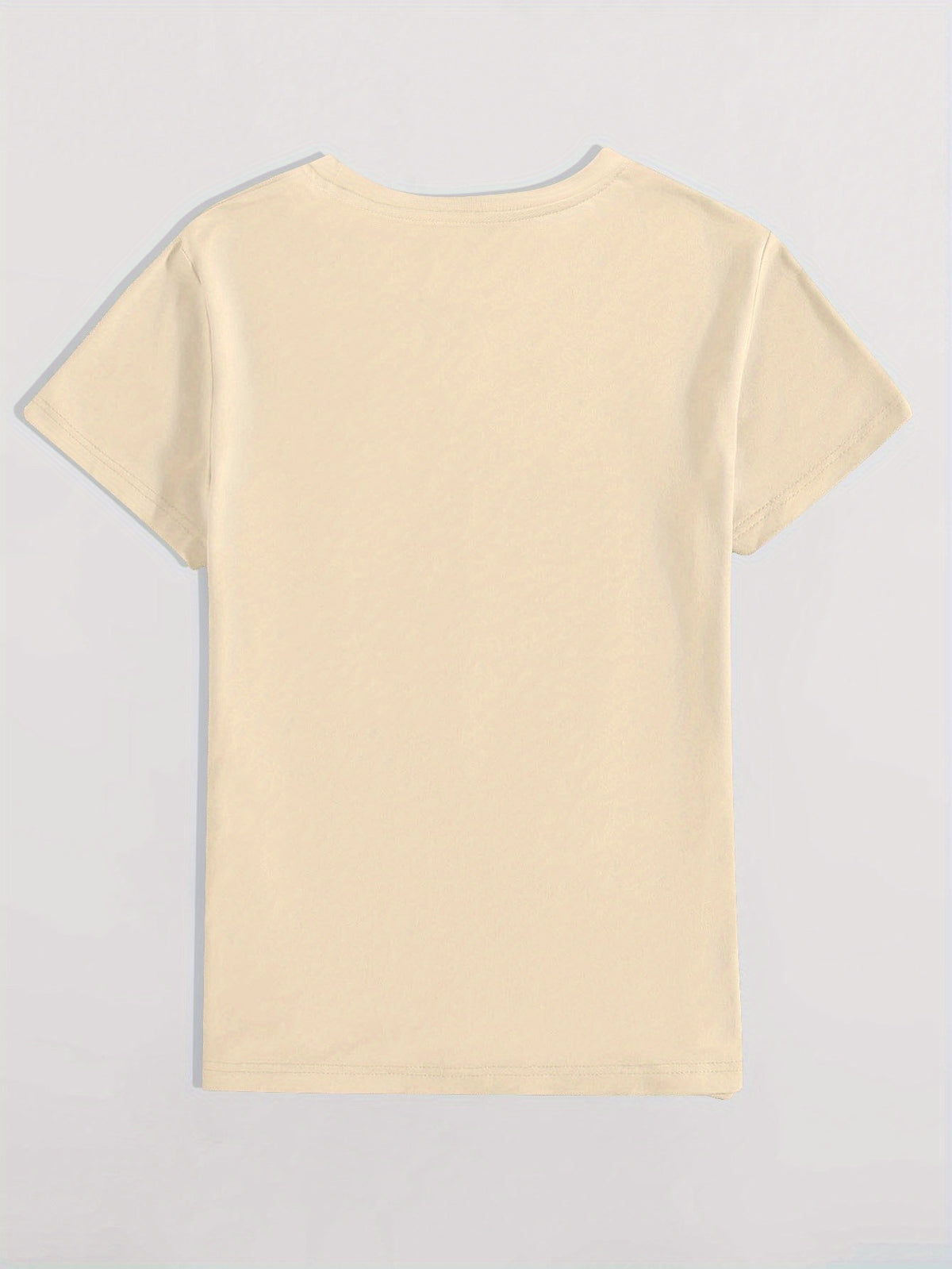 Graphic Print T-Shirt, Short Sleeve Crew Neck Casual Top for Summer & Spring, Women'S Clothing - Apricot