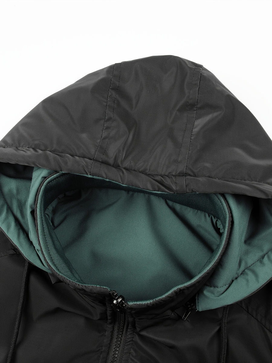 New Men'S Warm Thick Reversible Hooded Outdoor Jacket with Zipper Pockets Detachable Hood And Ribbed Cuffs Versatile Casual Coat for Daily Commute Wild Adventure Skiing Hiking Trekking Daily Outdoor Outfits - Black