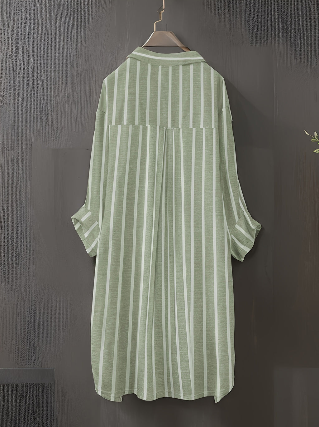 Targeted Development Women'S Long Sleeve Casual Striped Shirt, Suitable for Spring And Autumn - Olive Green And White