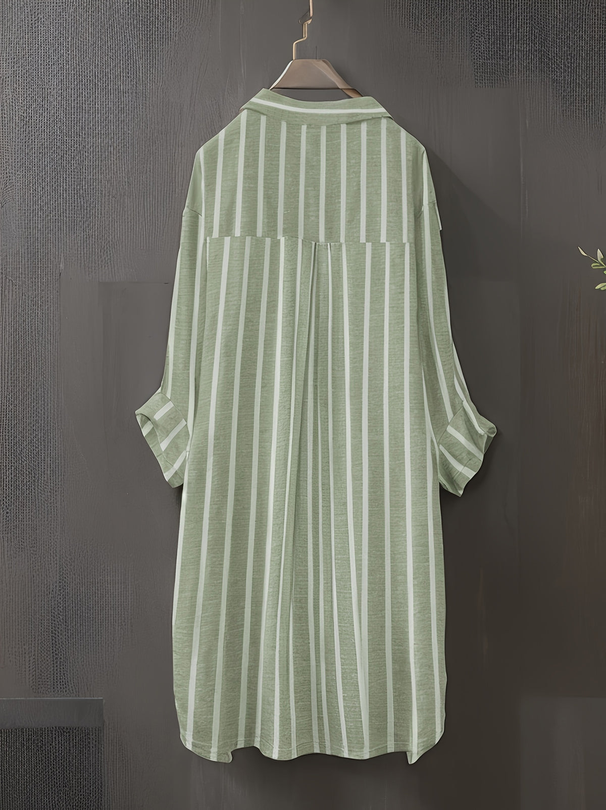 Targeted Development Women'S Long Sleeve Casual Striped Shirt, Suitable for Spring And Autumn - Olive Green And White