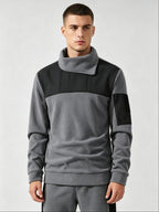Men'S Autumn And Winter Novelty Sweater Two-Piece Set, Different Sweaters, Fashionable Street Tops - Gray+black